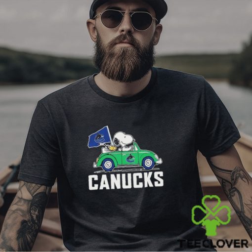 Peanuts Snoopy And Woodstock On Car Vancouver Canucks Hockey Shirt