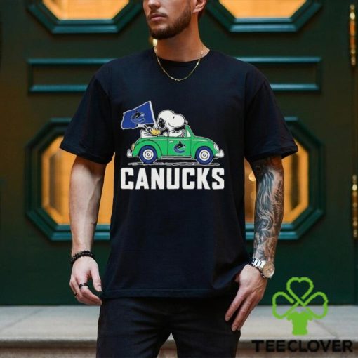 Peanuts Snoopy And Woodstock On Car Vancouver Canucks Hockey Shirt