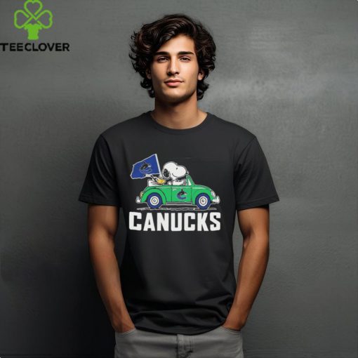 Peanuts Snoopy And Woodstock On Car Vancouver Canucks Hockey Shirt