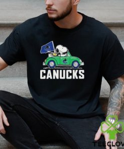 Peanuts Snoopy And Woodstock On Car Vancouver Canucks Hockey Shirt