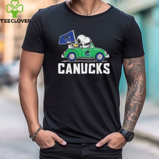 Peanuts Snoopy And Woodstock On Car Vancouver Canucks Hockey Shirt