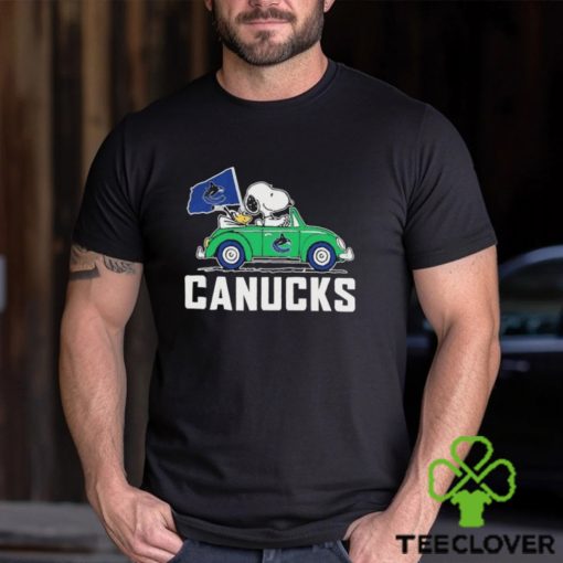 Peanuts Snoopy And Woodstock On Car Vancouver Canucks Hockey Shirt