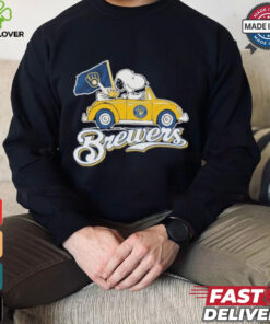 Peanuts Snoopy And Woodstock X Milwaukee Brewers October Driving Car Shirt