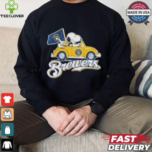 Peanuts Snoopy And Woodstock X Milwaukee Brewers October Driving Car Shirt