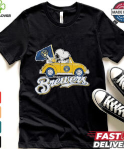 Peanuts Snoopy And Woodstock X Milwaukee Brewers October Driving Car Shirt