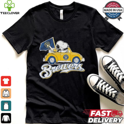 Peanuts Snoopy And Woodstock X Milwaukee Brewers October Driving Car Shirt