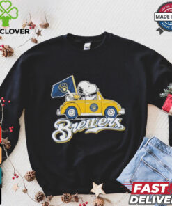 Peanuts Snoopy And Woodstock X Milwaukee Brewers October Driving Car Shirt