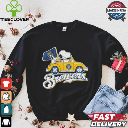 Peanuts Snoopy And Woodstock X Milwaukee Brewers October Driving Car Shirt