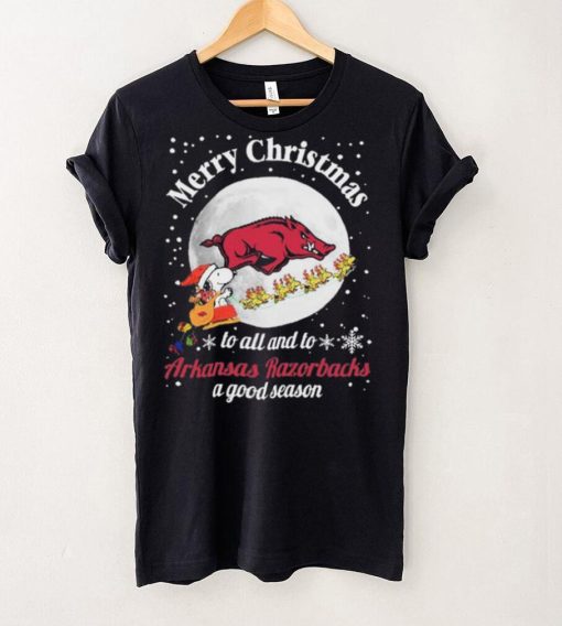 Peanuts Snoopy Merry Christmas To All And To All A Arkansas Razorbacks A Good Season Shirt