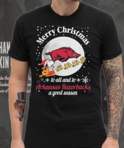 Peanuts Snoopy Merry Christmas To All And To All A Arkansas Razorbacks A Good Season Shirt