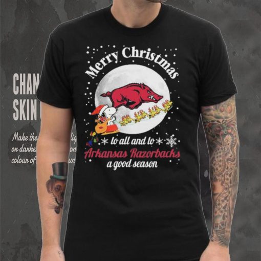 Peanuts Snoopy Merry Christmas To All And To All A Arkansas Razorbacks A Good Season Shirt