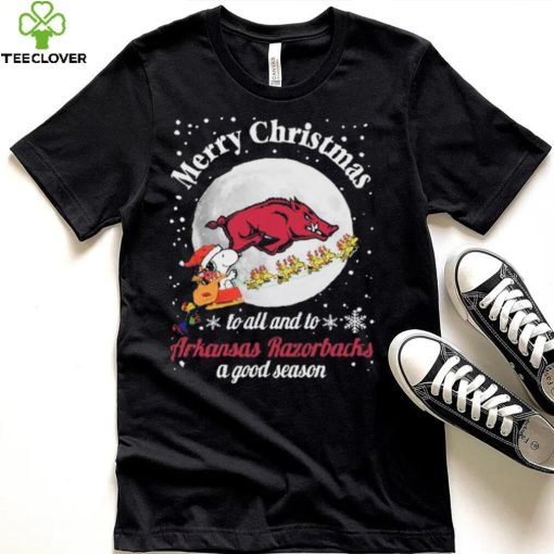 Peanuts Snoopy Merry Christmas To All And To All A Arkansas Razorbacks A Good Season Shirt