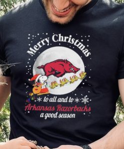 Peanuts Snoopy Merry Christmas To All And To All A Arkansas Razorbacks A Good Season Shirt