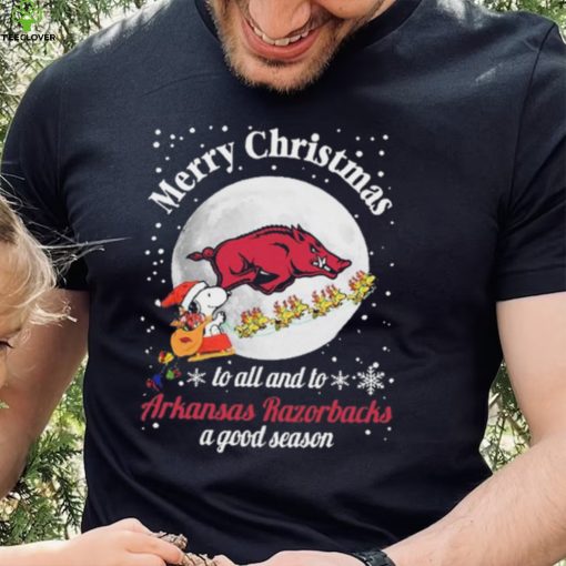 Peanuts Snoopy Merry Christmas To All And To All A Arkansas Razorbacks A Good Season Shirt