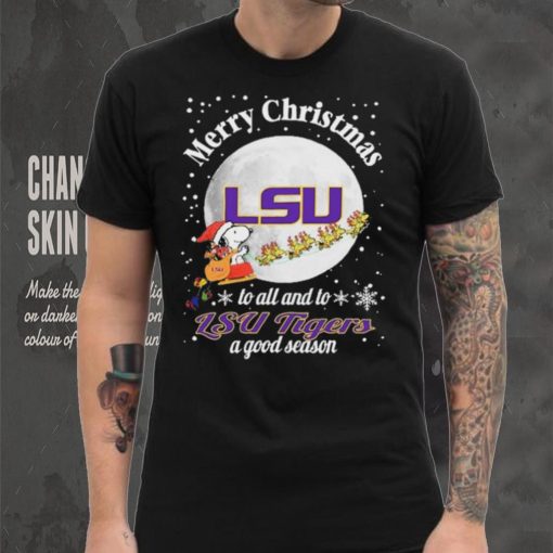 Peanuts Snoopy Merry Christmas To All And To All A LSU Tigers A Good Season Shirt