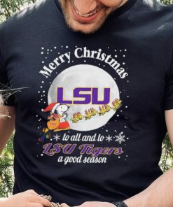 Peanuts Snoopy Merry Christmas To All And To All A LSU Tigers A Good Season Shirt