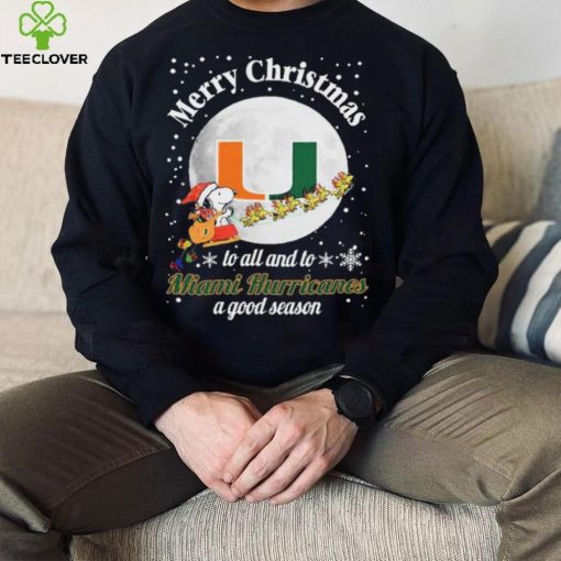 Peanuts Snoopy Merry Christmas To All And To All A Miami Hurricanes A Good Season Shirt