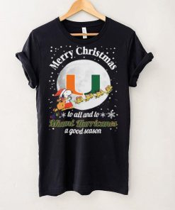 Peanuts Snoopy Merry Christmas To All And To All A Miami Hurricanes A Good Season Shirt