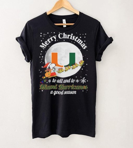 Peanuts Snoopy Merry Christmas To All And To All A Miami Hurricanes A Good Season Shirt