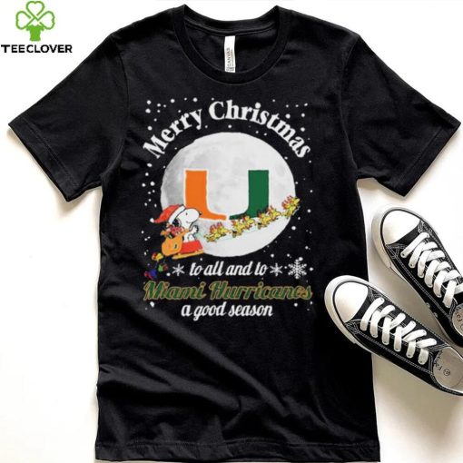 Peanuts Snoopy Merry Christmas To All And To All A Miami Hurricanes A Good Season Shirt