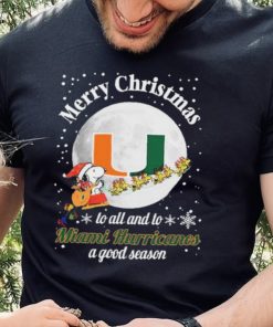 Peanuts Snoopy Merry Christmas To All And To All A Miami Hurricanes A Good Season Shirt