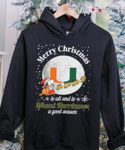 Peanuts Snoopy Merry Christmas To All And To All A Miami Hurricanes A Good Season Shirt