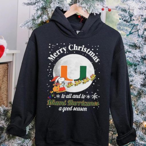 Peanuts Snoopy Merry Christmas To All And To All A Miami Hurricanes A Good Season Shirt