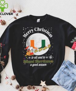 Peanuts Snoopy Merry Christmas To All And To All A Miami Hurricanes A Good Season Shirt