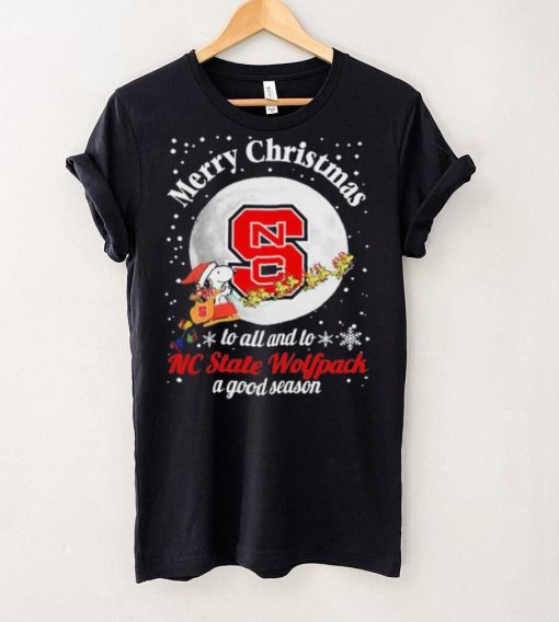 Peanuts Snoopy Merry Christmas To All And To All A NC State Wolfpack A Good Season Shirt