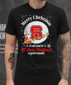 Peanuts Snoopy Merry Christmas To All And To All A NC State Wolfpack A Good Season Shirt