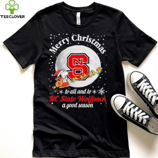 Peanuts Snoopy Merry Christmas To All And To All A NC State Wolfpack A Good Season Shirt