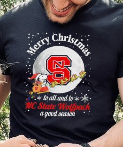 Peanuts Snoopy Merry Christmas To All And To All A NC State Wolfpack A Good Season Shirt