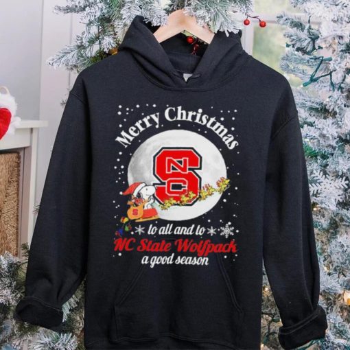 Peanuts Snoopy Merry Christmas To All And To All A NC State Wolfpack A Good Season Shirt