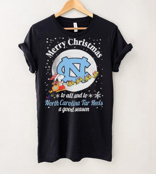 Peanuts Snoopy Merry Christmas To All And To All A North Carolina Tar Heels A Good Season Shirt