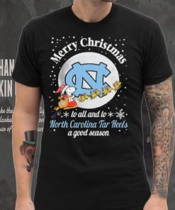 Peanuts Snoopy Merry Christmas To All And To All A North Carolina Tar Heels A Good Season Shirt