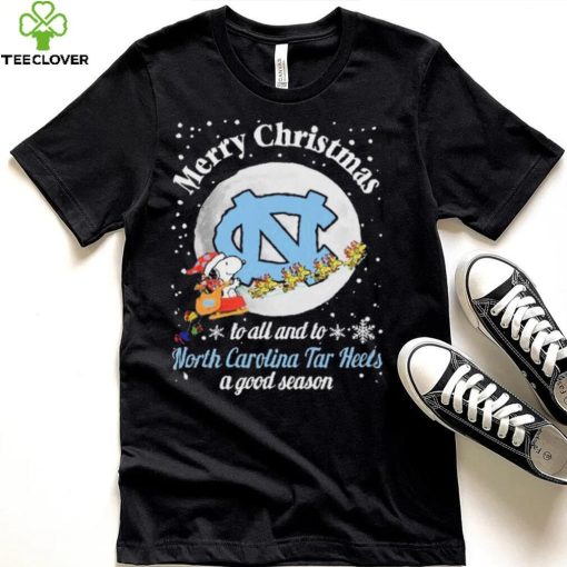 Peanuts Snoopy Merry Christmas To All And To All A North Carolina Tar Heels A Good Season Shirt