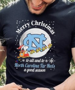 Peanuts Snoopy Merry Christmas To All And To All A North Carolina Tar Heels A Good Season Shirt