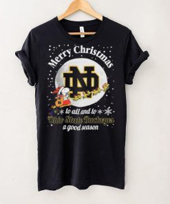 Peanuts Snoopy Merry Christmas To All And To All A Notre Dame Fighting Irish A Good Season Shirt