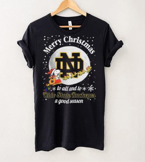 Peanuts Snoopy Merry Christmas To All And To All A Notre Dame Fighting Irish A Good Season Shirt