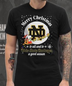 Peanuts Snoopy Merry Christmas To All And To All A Notre Dame Fighting Irish A Good Season Shirt