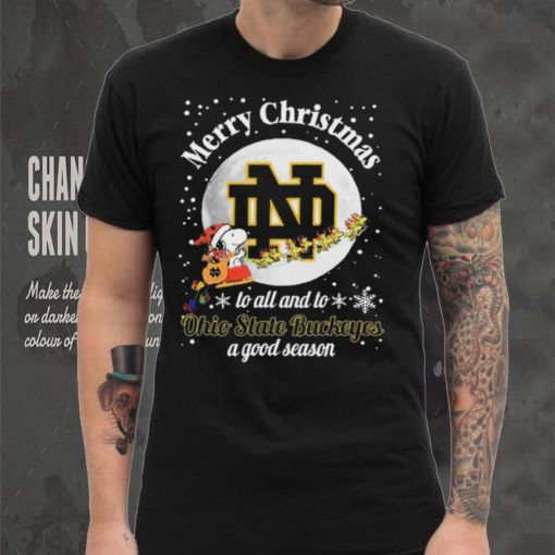 Peanuts Snoopy Merry Christmas To All And To All A Notre Dame Fighting Irish A Good Season Shirt