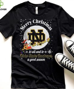 Peanuts Snoopy Merry Christmas To All And To All A Notre Dame Fighting Irish A Good Season Shirt