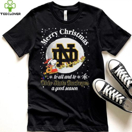 Peanuts Snoopy Merry Christmas To All And To All A Notre Dame Fighting Irish A Good Season Shirt