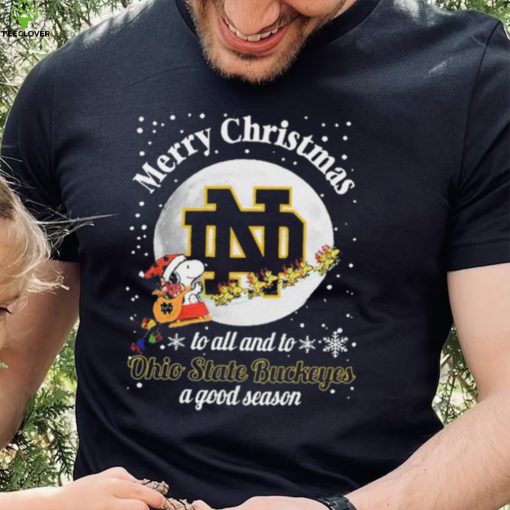 Peanuts Snoopy Merry Christmas To All And To All A Notre Dame Fighting Irish A Good Season Shirt