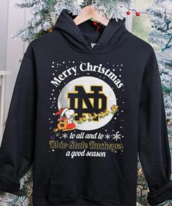 Peanuts Snoopy Merry Christmas To All And To All A Notre Dame Fighting Irish A Good Season Shirt