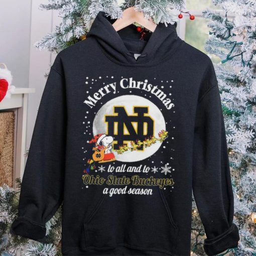 Peanuts Snoopy Merry Christmas To All And To All A Notre Dame Fighting Irish A Good Season Shirt