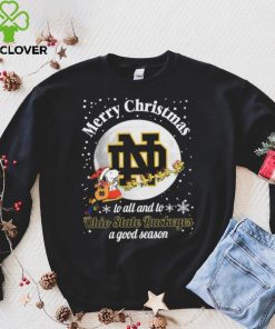 Peanuts Snoopy Merry Christmas To All And To All A Notre Dame Fighting Irish A Good Season Shirt