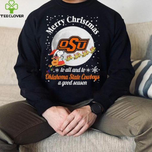 Peanuts Snoopy Merry Christmas To All And To All A Oklahoma State Cowboys A Good Season Shirt