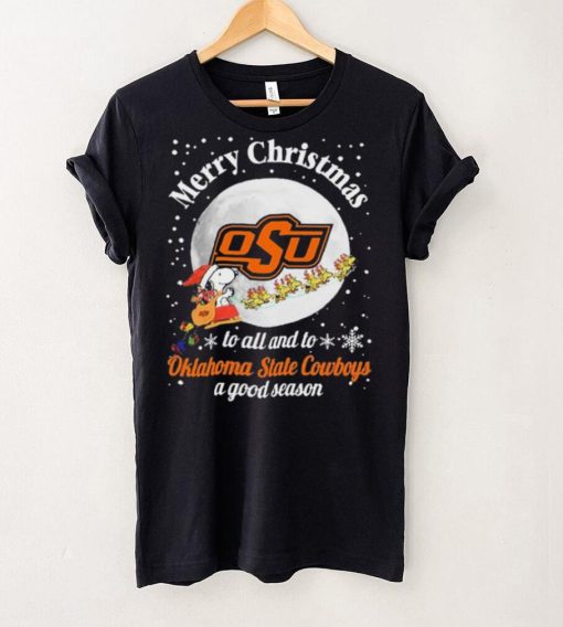 Peanuts Snoopy Merry Christmas To All And To All A Oklahoma State Cowboys A Good Season Shirt