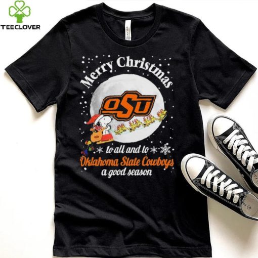 Peanuts Snoopy Merry Christmas To All And To All A Oklahoma State Cowboys A Good Season Shirt